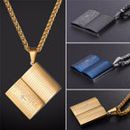 Lord's Prayer Cross Pendant Necklace - Stainless Steel Christian Jewelry
