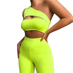 One-Shoulder Yoga Tank Top and Shorts Set