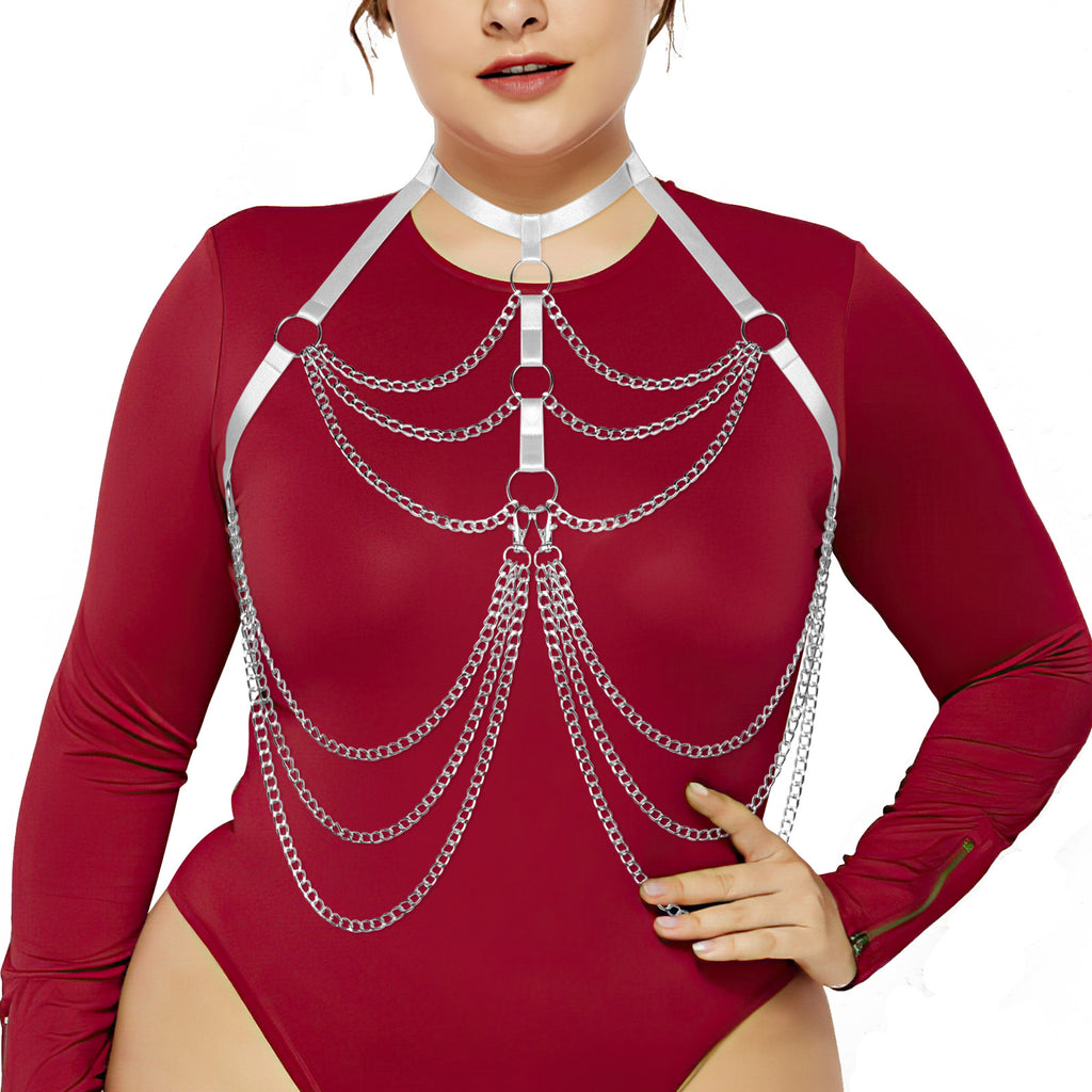 Halloween Body Chain with Adjustable High Waist Bikini Top