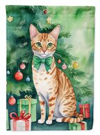 Ocicat Cat By the Christmas Tree Garden Flag