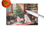 Samoyed Christmas Cookies Glass Cutting Board