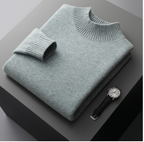 Men's Mock Neck Sweater - Pure Wool Knit Shirt
