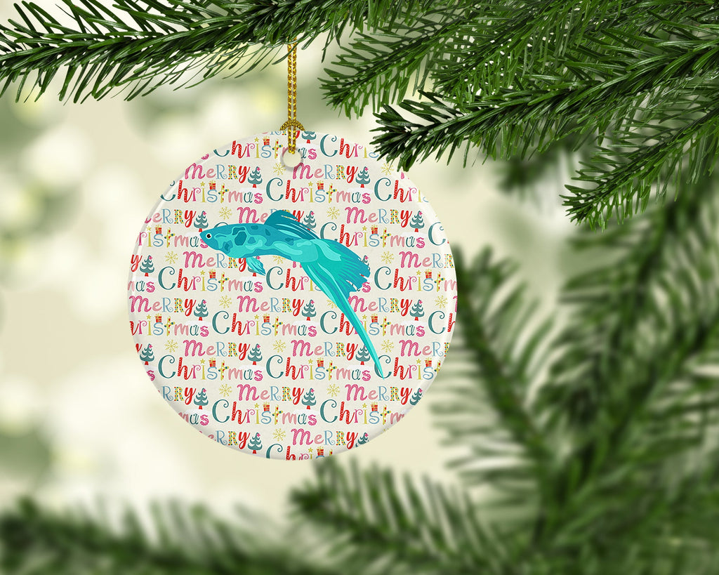 Sword Tail Guppy Christmas Ceramic Ornament