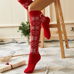 Snowflake Elk Wool Long Tube Knitted Socks