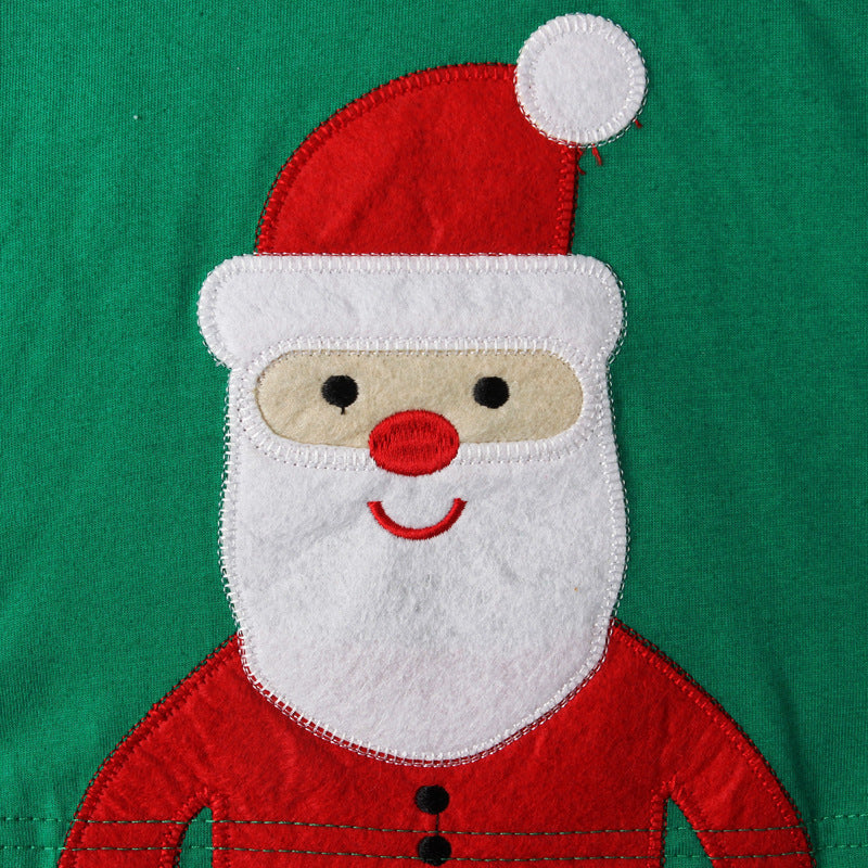 Santa Pattern Striped Long Sleeve Pajama Set for Kids