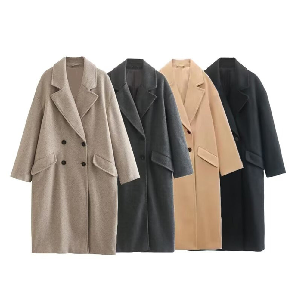 UNIZERA Long Wool Coat with Flip Collar, Winter 2023