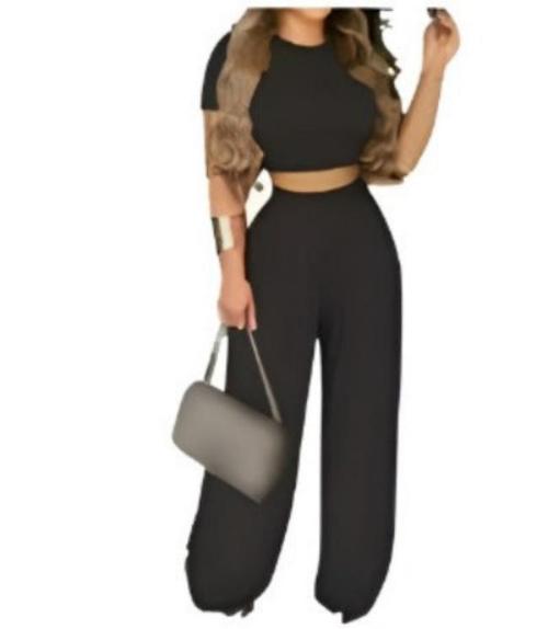 Two Piece Sets Elegant Print Short Sleeve Shirt Pullover + Wide Leg Pants Suits | Streetwear