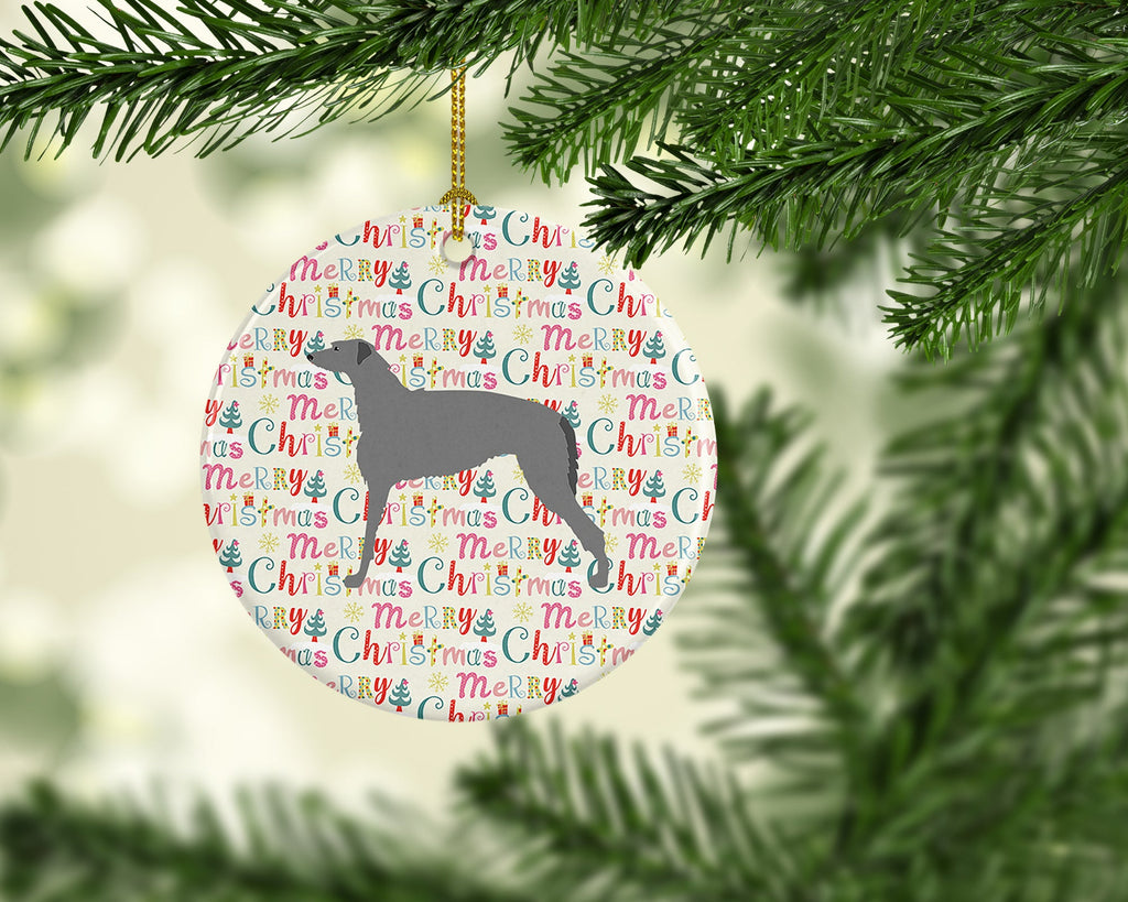 Scottish Deerhound Merry Christmas Ceramic Ornament