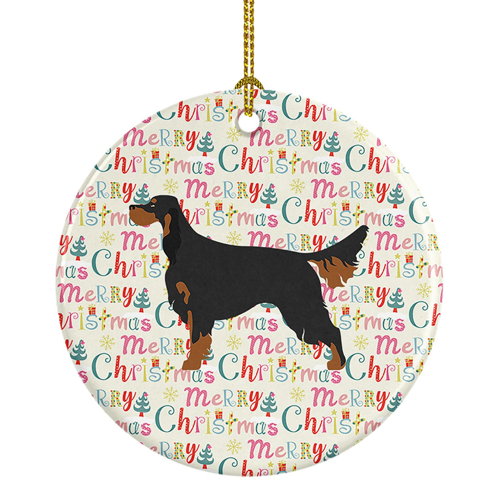 Gordon Setter Merry Christmas Ceramic Ornament
