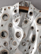 Lautaro Cut Out Faux Leather Jacket with Rivets