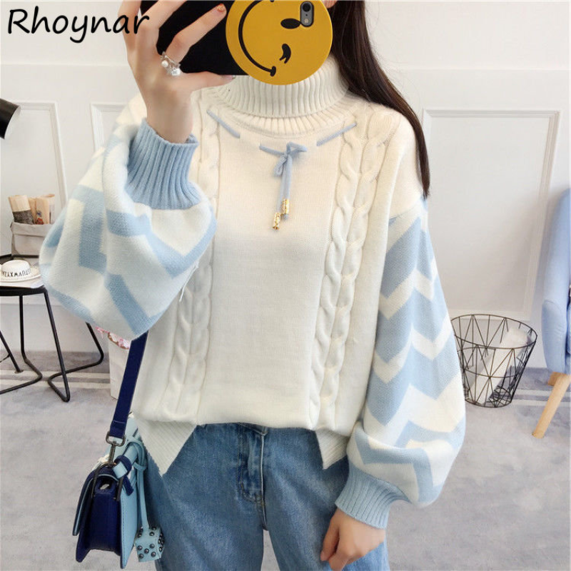 Kawaii Knitwear Sweater with Lantern Sleeves for Women