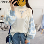 Kawaii Knitwear Sweater with Lantern Sleeves for Women