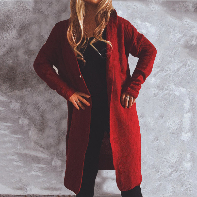 Women's Hooded Long Knitted Cardigan Sweater