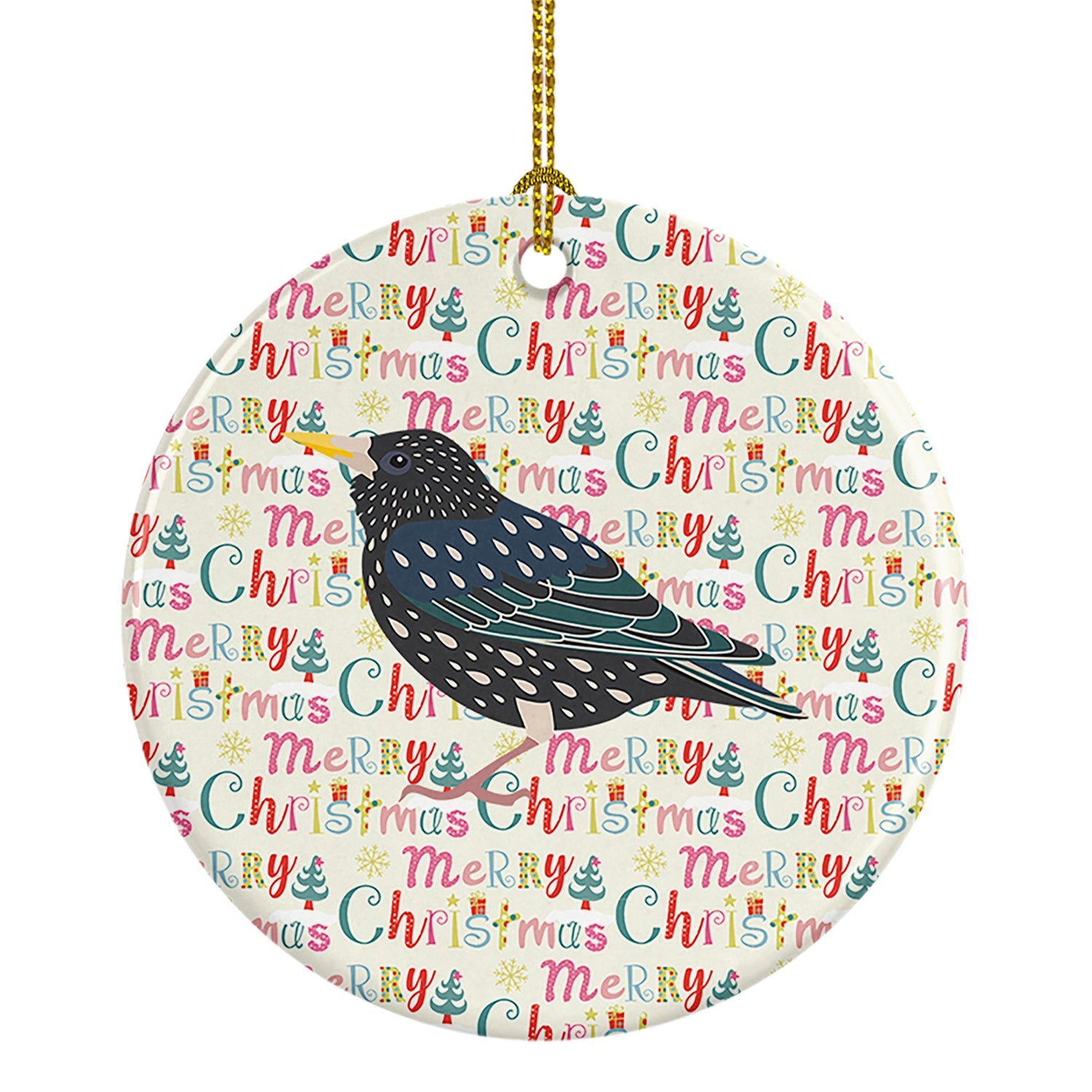 Starling Christmas Ceramic Ornament