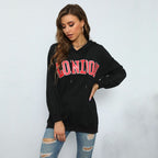 Hooded Letter-Print Sweatshirt for Women | Streetwear