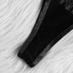 Women's Sheer Lace Strappy Bra and Thong Lingerie Set