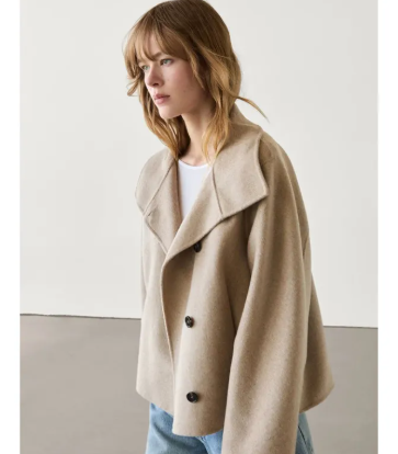 Wool Blend Turtleneck Coat Single Breasted Casual