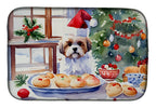 Lhasa Apso Christmas Cookies Dish Drying Mat