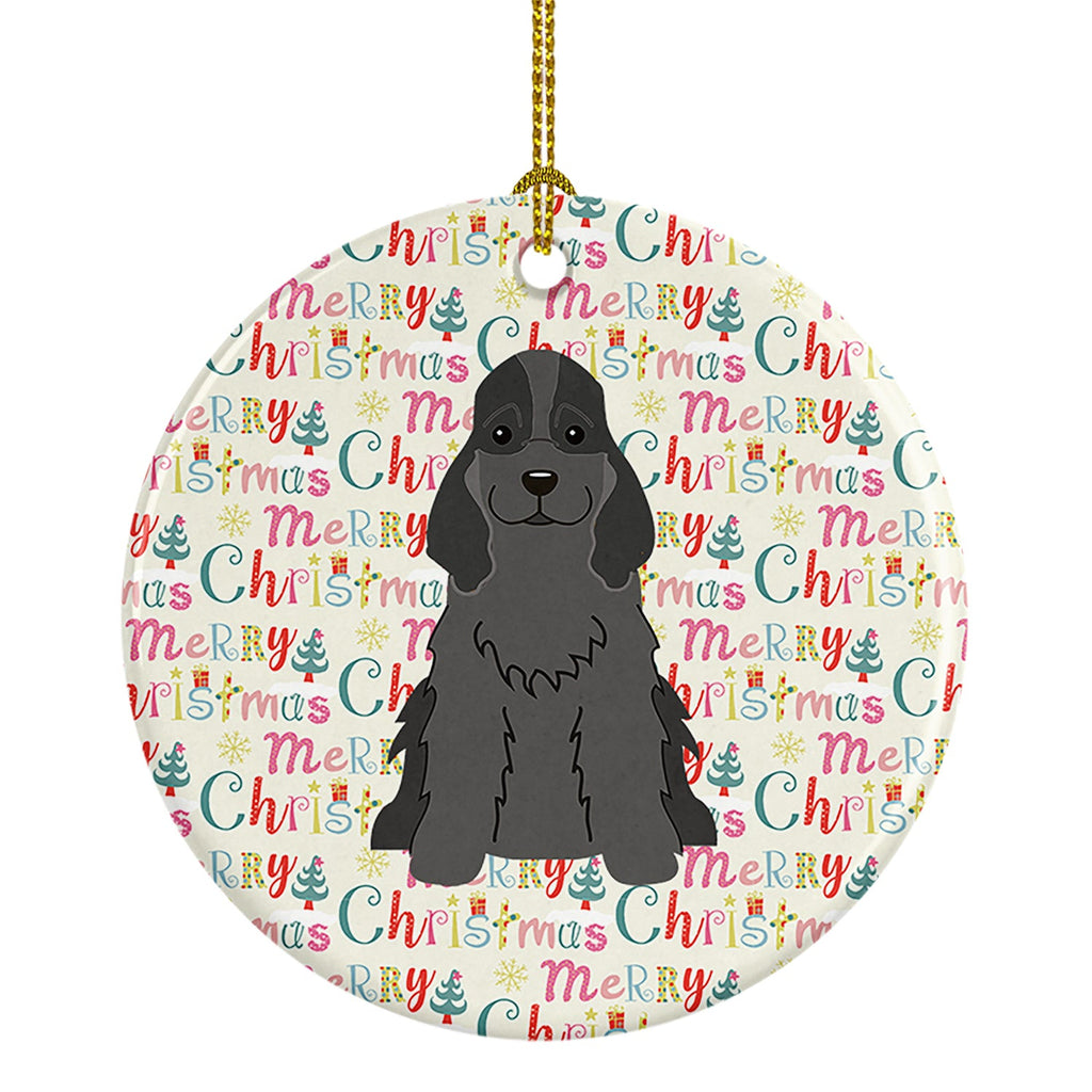 Merry Christmas Cocker Spaniel Black Ceramic Ornament