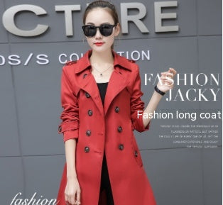 Plus Size Slim Mid-Length Women's Trench Coat