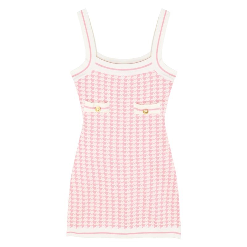 Houndstooth Knit Sling Dress for Women Summer Style