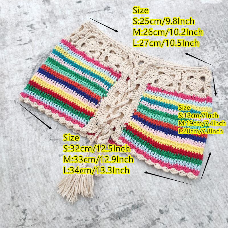 Handmade Crochet Bikini Beach Skirt Set with Stripes