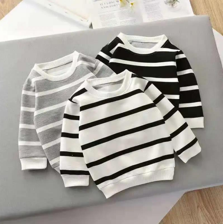 Striped Long-Sleeved Pullover T-Shirt for Kids