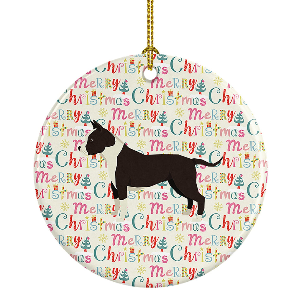 American Staffordshire Terrier Merry Christmas Ceramic Ornament