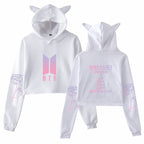 MINDYGOO Custom Logo Fashion Crop Top Cat Ear Hoodie