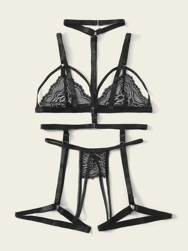 New 3-Piece Sexy Lingerie Set with Bra, Panties, and Garter