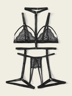 New 3-Piece Sexy Lingerie Set with Bra, Panties, and Garter