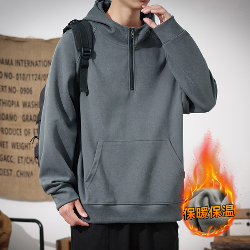 Half-zip American style hooded sweatshirt | Streetwear