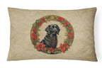 Flat-Coated Retriever Christmas Flowers Throw Pillow