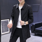Men's Retro Casual Stand Collar Mid-Length Windbreaker