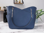 Michael Kors Jet Set Large Navy Saffiano X Cross Chain Shoulder Tote Hand Bag