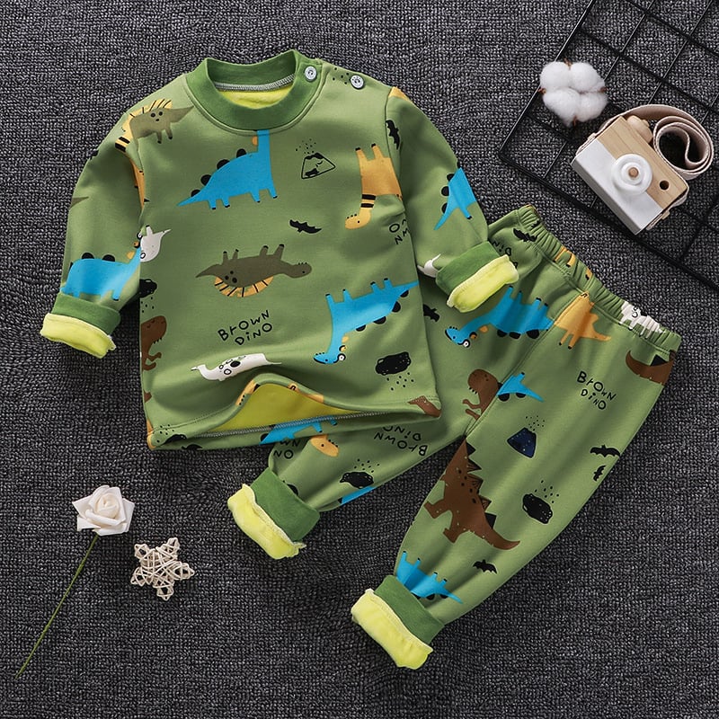 Children's Fleece-Lined Thermal Underwear Set