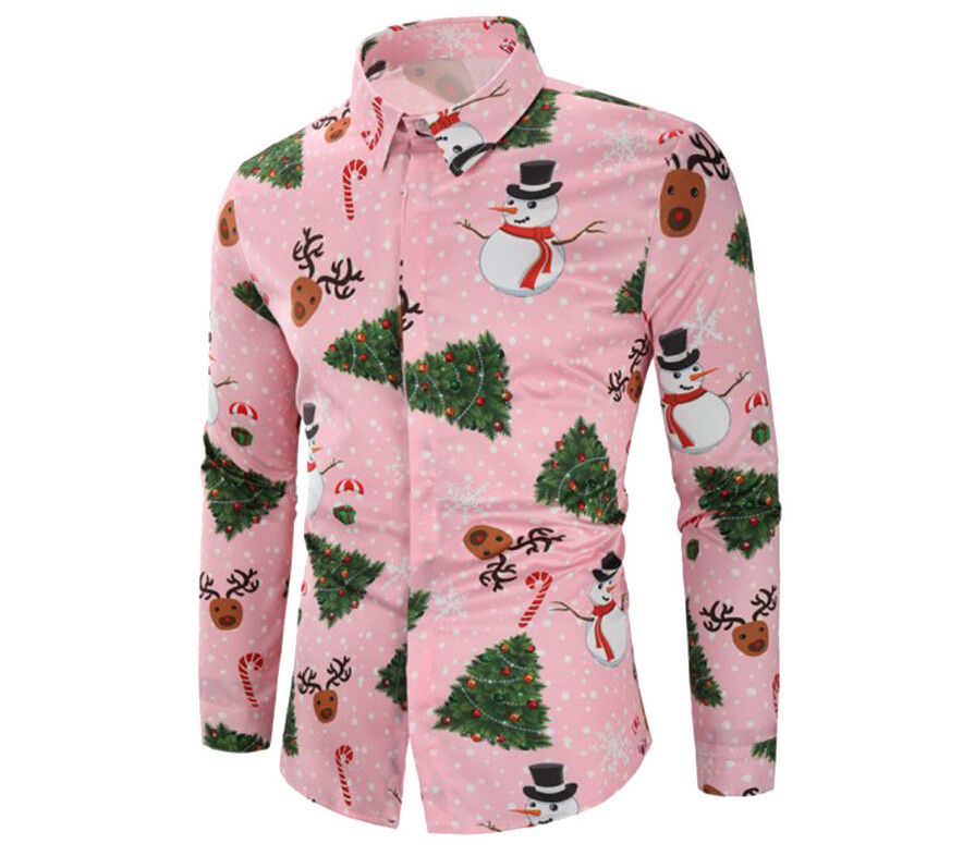 Christmas Men's Loose Fit Printed Long Sleeve Shirt