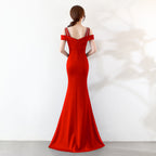Red Evening Gown with Spaghetti Straps (Long Dress)