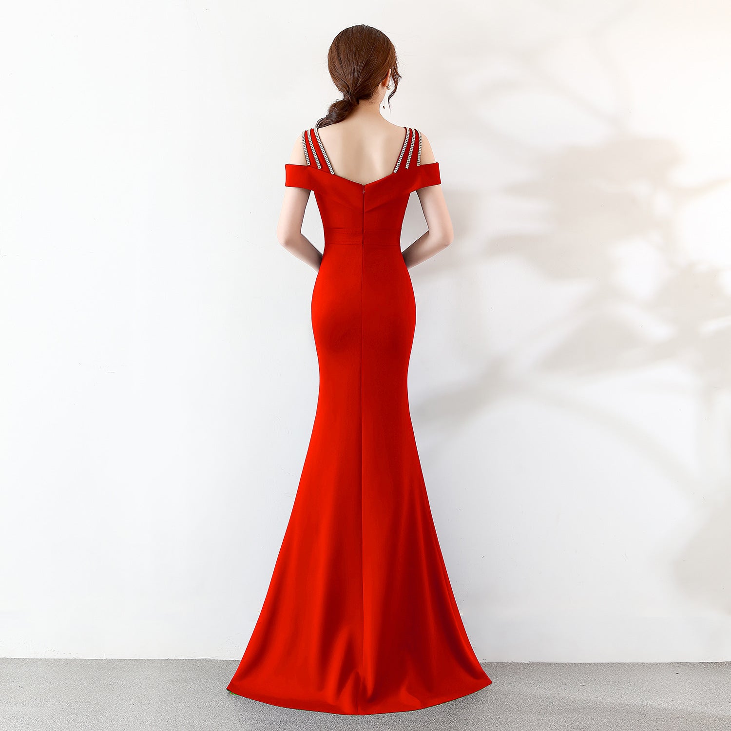 Red Evening Gown with Spaghetti Straps (Long Dress)