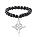 Cross Alloy Pendant with Black Beaded Bracelet