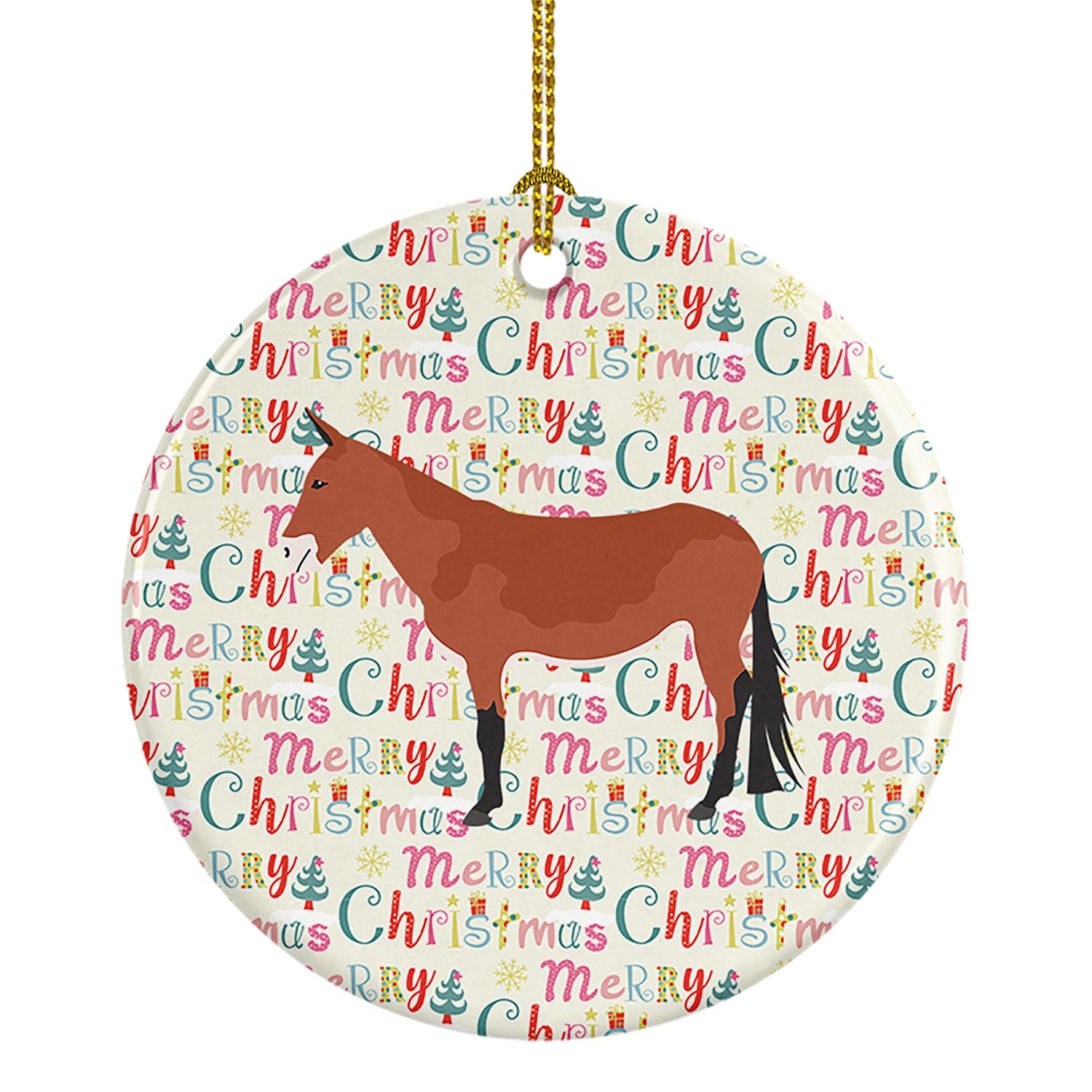 Mule Christmas Ceramic Ornament