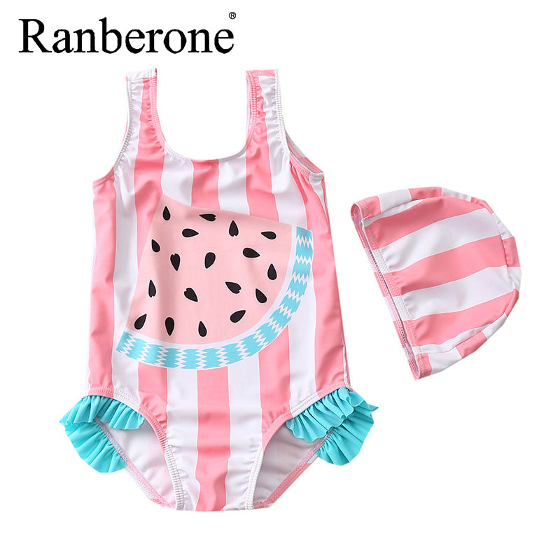 Cute Long-Sleeved Sunscreen One-Piece Swimsuit for Girls