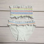 Smocked Ruffle Bandeau Bikini Set
