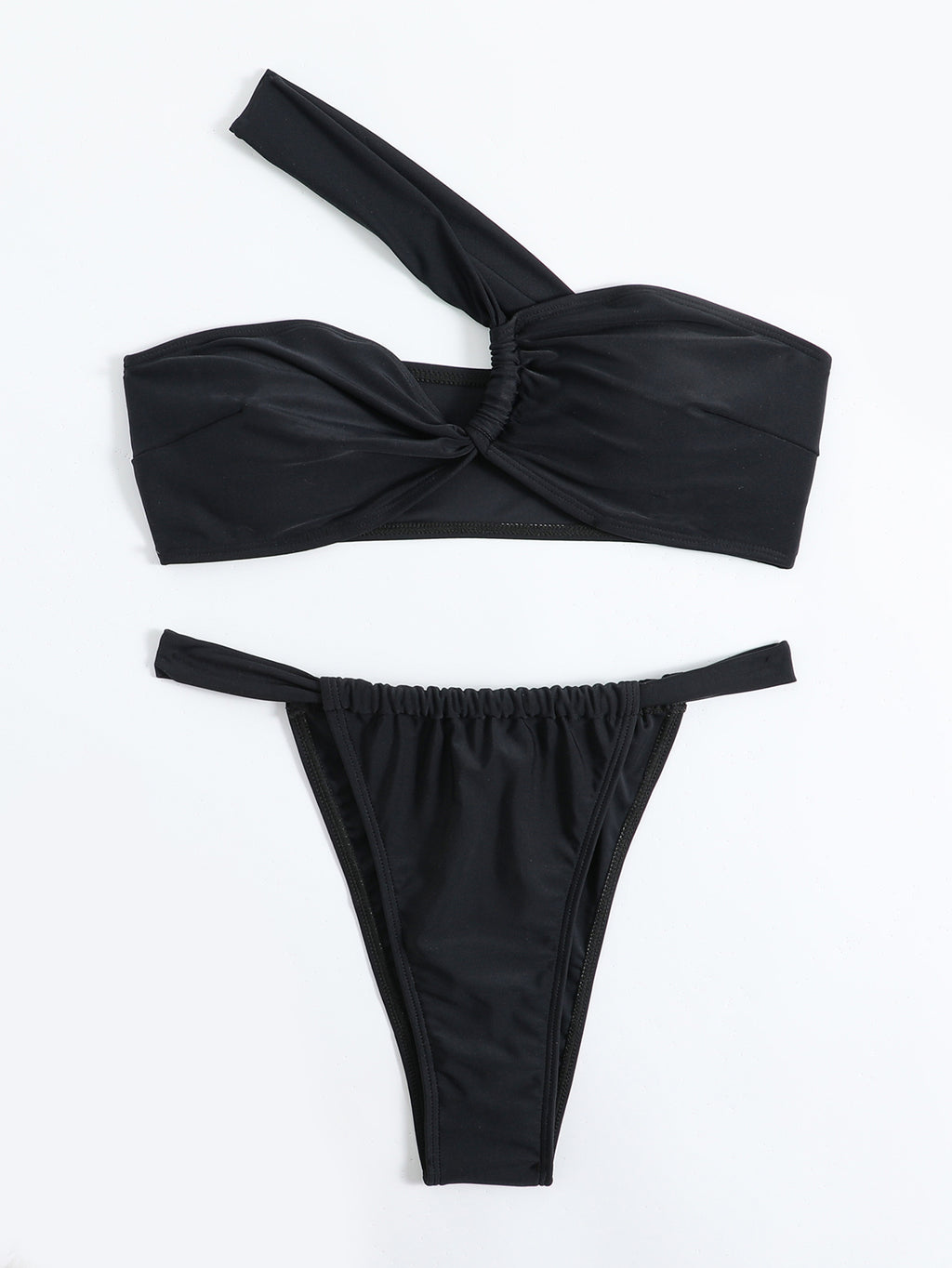 2024 Women's Solid Color One-Shoulder Bikini Swimwear