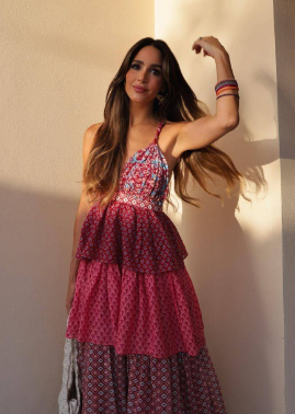 French Retro Floral Print Spaghetti-Strap Dress