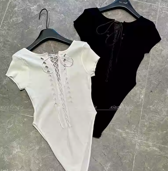 Sexy Nightclub Bodysuit with Straps and Shorts