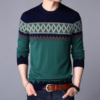 Men's Color Block Knitted Wool Round Neck Pullover | Streetwear