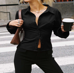 Lapel Breasted Cardigan Long Sleeve Shirt