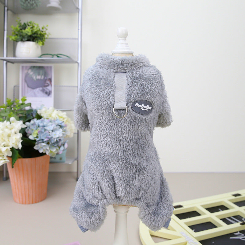 Tricolor Dog Sweater with Four Legs for Winter Warmth