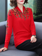 Chinese Style Autumn Print Pullover Sweater for Women | Streetwear